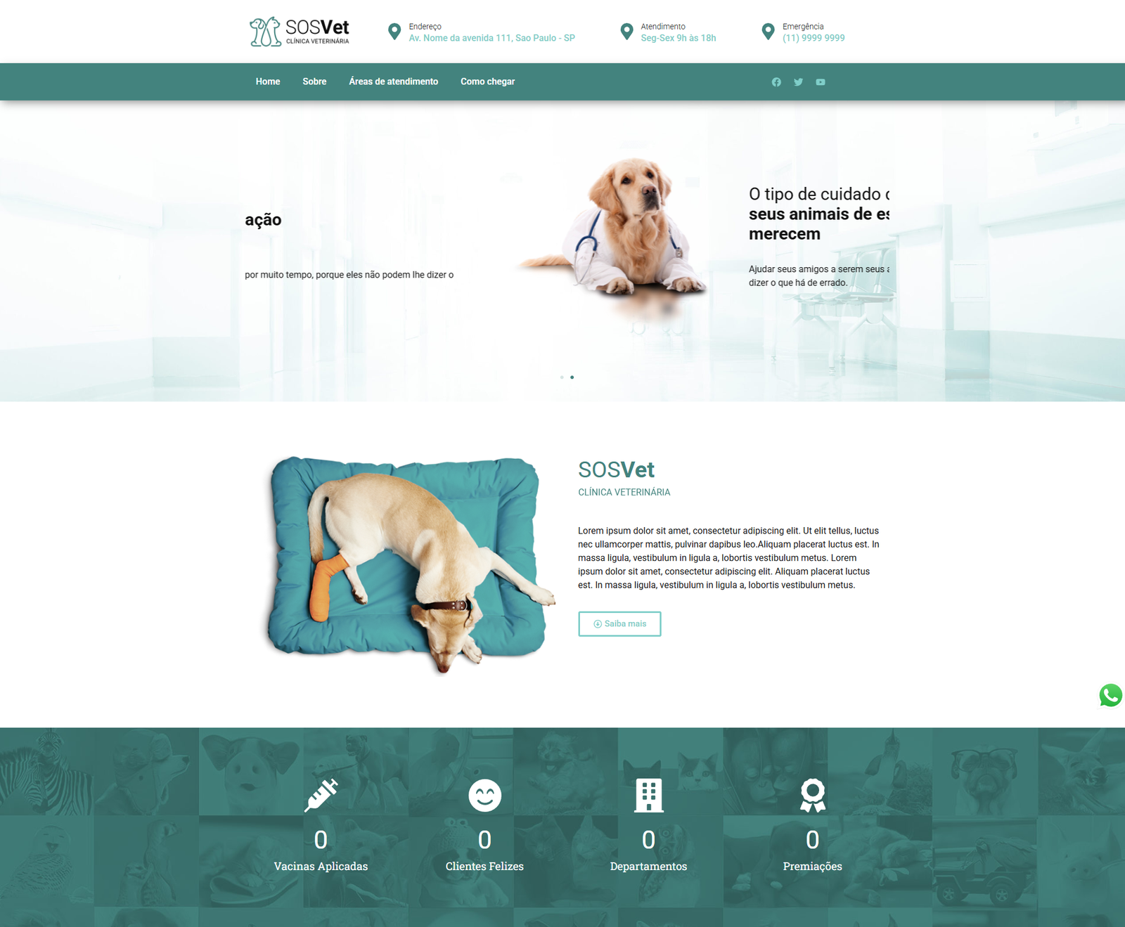 SOS Vet website Homepage