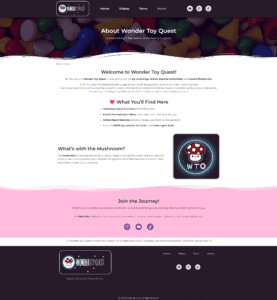 Wonder Toy Quest Website About page